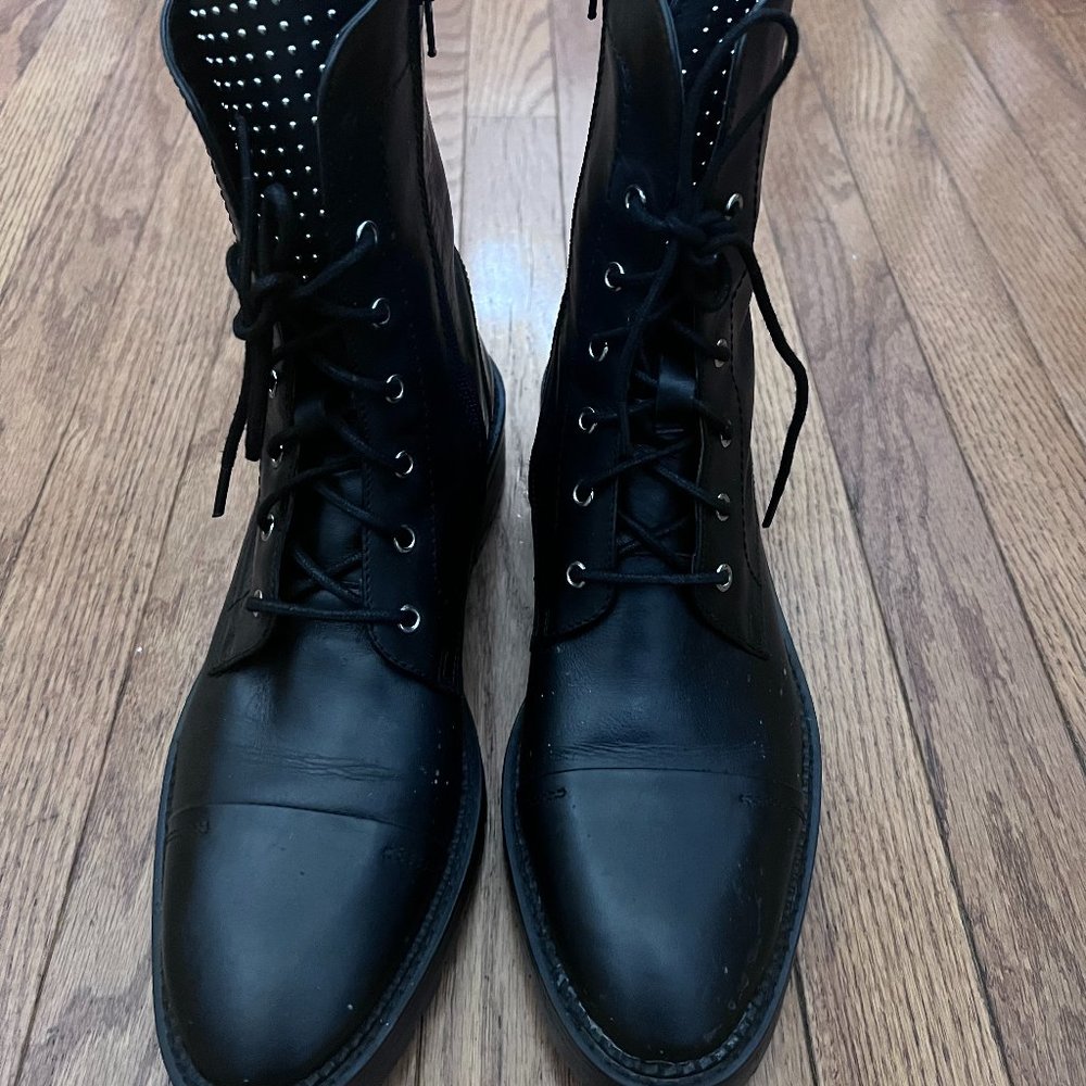 Black Zara Motorcycle Booties with Grommets